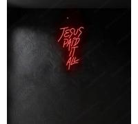 Jesus Paid It All Neon Sign, Jesus Led Signs, Christian Church Light Wall Art, Christmas Faith Neon