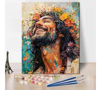 Jesus Paint by Numbers Kit for Adults, Jesus Christ Portrait Savior Face DIY Paint by Numbers Modern Colorful Religious Colorful Art Paint by Numbers Kit for Adults Canvas Arts and Craft 16x20 Inch