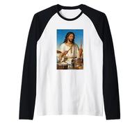 Jesus Plays Drums - Christian Drummer Raglan Baseball Tee