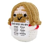 Jesus Plush Inspirational Stuffed Jesus with Uplifting Message Christian Gifts Crochet Decor for Boys Girls Women Men.