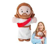 Jesus Plush Toy - Cartoon Stuffed Jesus Doll Throw Pillow, Short Plush Velvet Fabric, Embroidered Face Detail, 12 Inch Square Shape | Home Decoration Mor