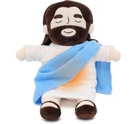 Jesus Plush Toy, Jesus Breathing Stuffed Animal Plushies Doll With Music & Lights, Respira Soothing Jesus Plush Doll Relief Anxiety Jesus Figures Plush Pillow for Boys Girls Gifts(Blue)