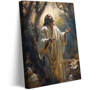 Jesus pray Canvas Wall Art Christian Wall Decor Picture Painting Jesus Praying in the Garden of Gethsemane Printed Poster for Living Room Bedroom Church Decoration Ready to hang