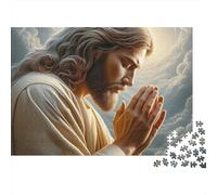 Jesus Prayer Scene 1000 Piece Jesus Pray Art Sturdy Cardboard Jigsaw Puzzle for Puzzle Enthusiasts Birthday Party Classroom Activity Educational Enlightenment holiday pastime 70x50cm/1000pcs