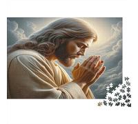 Jesus Prayer Scene 1000 Pieces Jigsaws for Adults & Teens 12+, Thick Paper, Jesus Praying Cloud, Educational Entertainment, Improves Memory & Focus, for Men Women 70x50cm/1000pcs