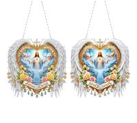Jesus Praying 2D/Flat DIY Special Shape Hanging Diamond Art Kits Set Rhinestone Diamond Art Window Pendants Diamond Art Pendant Wall Decor for Home & Windows