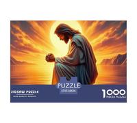 Jesus Praying at Sunset 1000 Pieces Puzzle Game - Jesus Praying Sunset The Whole Family Fun And Challenging Activity for Home Decompression38x26cm/1000pcs