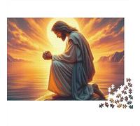 Jesus Praying at Sunset 1000pc Thick Cardboard Jigsaw Puzzle for Stress Relief Seekers Christmas Gathering Home Decor Casual Gamers Staycation Entertainment 52x38cm/1000pcs