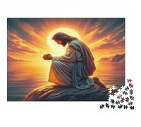 Jesus Praying at Sunset Jigsaw Puzzles 1000 Piece Recycled Paper for Adults Puzzle for Adults Hard Difficult Challenging Family Game Fun Home Activity Great Gift Idea 52x38cm/1000pcs