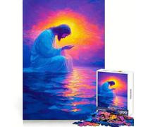Jesus Praying at Sunset Jigsaw Puzzles for Teenagers 1000 Pieces Recall Boost Sharp Cut Real Challenge Wall Art (38x52cm)