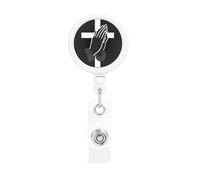 Jesus Praying Hands Cross Retractable Badge Holder Bulk ConvenientBadge Reels Badge Clip for NurseTeacher Student Office Staff Name Tag