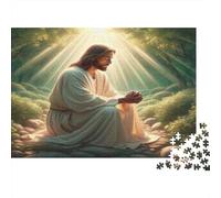 Jesus Praying in Forest 1000 Piece Jigsaws with Perfect Snap Fit Centenary Jigsaws for A Sustainable Hobby As Wall Art Puzzle for Self-care Gifts 52x38cm/1000pcs