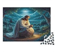 Jesus Praying Moonlight 1000 Piece Jigsaw Puzzles for Adults in Vibrant Colours Jigsaws for Adults for Educational Game Challenge As Wall Art for Living Room 38x26cm/1000pcs