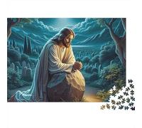 Jesus Praying Moonlight 1000 Piece Thick Cardboard Jigsaw Puzzle for Kids, Mind Relaxation Puzzle, Office Break Puzzle, Puzzle for Family Fun 70x50cm/1000pcs