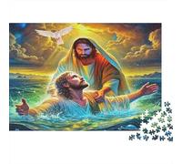 Jesus Prays by Sea 1000 Pieces Jigsaw Puzzle Faithful Jesus Prayer Relaxing Focus & Concentration Thick Cardboard for Kids Ages 14+ 70x50cm/1000pcs