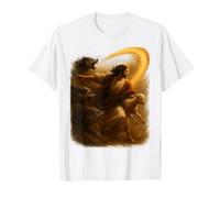 Jesus Protects The Lamb from Wolves Religious Christian T-Shirt, Men, White, Medium