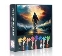 Jesus Puzzles 1000 Pieces for Adults, Jesus Walking in the Sea 27.5"X19.7" | Religion jigsaws for christian families house wall decor difficult challenging gifts for puzzle lovers quiet puzzle time