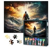 Jesus Puzzles for Adults 1000 Pieces, Figure of Jesus Walks on Water on Beautiful Sunset, Impossible 1000 Piece Jigsaw Puzzles for Home Wall Decor, 19.5 x 27.5 Inch