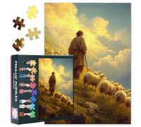 Jesus Puzzles for Adults 1000 Pieces, Shepherd Leading Sheep up a Mountain Jigsaw Puzzles, Christianity Jigsaw Puzzle, Challenging Game Home Decor Birthday Party Gift Toy for Adults Seniors 20X27 INCH