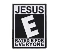 Jesus Rated E for Everyone Christ Cross Crucifix Christian Heaven Bible Church Worship Pray Catholic God Savior Lord Christianity 1.2" Enamel Pin Badge