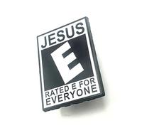 Jesus Rated E for Everyone Religion Religious Christ Christianity Metal Enamel Black Pin Badge