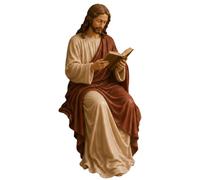 Jesus Reading Bookshelf Figure, Jesus Reading Bible Figurine, Religious Bookshelf Decor Statue Gift for Christian and Catholic Decor Lovers (#A)