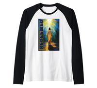 Jesus Redeemed Ephesians 1:7 Stained Glass Christian Raglan Baseball Tee