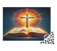 Jesus - Religion 100% Recycled Cardboard Cross & Open Book 1000 Piece Puzzle for Adults Beautifully Illustrated Brainteasing 38x26cm/1000pcs