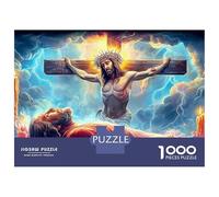 Jesus - Religion 1000 Pc Extra-Thick Cardboard Jesus on The Cross Puzzle Kids Logic Skill Mindfulness Housewarming for Family Fun 38x26cm/1000pcs