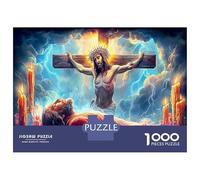 Jesus - Religion 1000 Pc Jesus on The Cross Art Eco-Friendly Paper Premium Jigsaw Puzzle for Adults Decompression Game Wall Decoration Gift 70x50cm/1000pcs