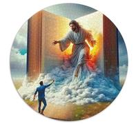 Jesus - Religion 1000 Piece Circular Jigsaw Puzzle God All Ages Suitable Stress Relief Puzzle Educational Learning Through Play Home Decor 1000pcs (67.5x67.5cm)