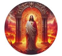 Jesus - Religion 1000 Piece Circular Jigsaw Puzzle God All Ages Suitable Stress Relief Puzzle Educational Learning Through Play Home Decor 1000pcs (67.5x67.5cm)