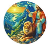Jesus - Religion 1000 Piece Circular Puzzle God Learning Puzzle for All Ages Creative Brainteaser Gift Home Decor Relaxing Activity 1000pcs (67.5x67.5cm)