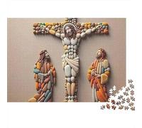 Jesus - Religion 1000 Piece Jigsaw Puzzle: Crucifix with Two Figures Beside for Adults Teens Educational Game Decompression 38x26cm/1000pcs
