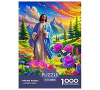 Jesus - Religion 1000 Piece Puzzle Age 12+ for Adults with Extra Fun Challenges Colourful Home Decoration Randomly Shaped 38x26cm/1000pcs