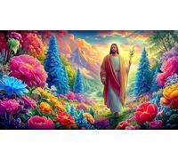 Jesus-Religion 1000 Piece Puzzle Educational Game Challenge Recycled Paper Fun Present & Activity for Home for Adults and Kids Age 12 Years + 38x52cm/1000pcs