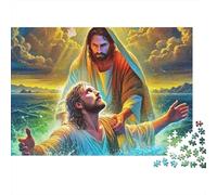 Jesus - Religion 1000 Piece Puzzles Colorful Jesus Calms Storm Wall Decoration Decompression Jigsaw for Men And Women Challenging Puzzles Jigsaw Puzzles for Adults 70x50cm/1000pcs