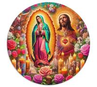 Jesus - Religion 1000 Piece Round Puzzles for Kids And Adults Jigsaw Colorful for Impossible for Unique Challenge Games 1000pcs (67.5x67.5cm)