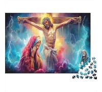 Jesus - Religion 1000 Piece Sturdy Cardboard Jigsaw Puzzle Jesus on The Cross Challenging Educational for Cognitive Development Brain Training for All Ages 52x38cm/1000pcs