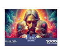 Jesus - Religion 1000 Pieces for Adults Gifts: Jesus with Two Children Challenging & Brainteasing Home Activity 38x26cm/1000pcs