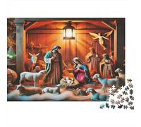 Jesus - Religion 1000 Pieces for Adults Gifts: Nativity in Stable with Animals Challenging & Brainteasing Home Activity 70x50cm/1000pcs