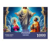 Jesus - Religion 1000 Pieces for Adults & Kids: Jesus Above Two Robed Figures Educational Games Home Decor Puzzle for Family 70x50cm/1000pcs
