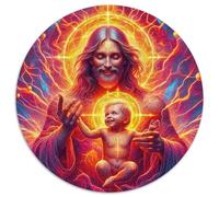 Jesus - Religion 1000 Pieces Jigsaws 3D High Definition Circular Puzzle Jigsaw Puzzles for Adults And Kids Challenging Puzzles 1000pcs (67.5x67.5cm)