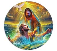 Jesus - Religion 1000 Pieces Jigsaws 3D High Definition Round Jigsaw Jigsaw Puzzles for Adults And Kids Unique Challenge Games 1000pcs (67.5x67.5cm)