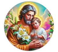 Jesus - Religion 1000 Pieces Jigsaws 3D High Definition Round Puzzles Jigsaw Puzzles Creative Unique Challenge Games 1000pcs (67.5x67.5cm)