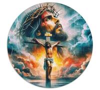 Jesus - Religion 1000 Pieces Jigsaws 3D High Definition Round Puzzles Jigsaw Puzzles Creative Unique Challenge Games 1000pcs (67.5x67.5cm)