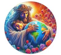 Jesus - Religion 1000 Pieces Jigsaws 3D High Definition Round Puzzles Jigsaw Puzzles for Adults & Kids Challenging & EducationalArt 1000pcs (67.5x67.5cm)