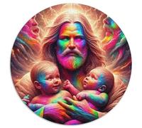 Jesus - Religion 1000 Pieces Jigsaws 3D High Definition Round Puzzles Jigsaw Puzzles for Adults & Kids Challenging & EducationalArt 1000pcs (67.5x67.5cm)