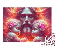 Jesus - Religion 1000 Pieces Puzzles Beautiful View Jesus Sacred Heart Wall Decoration Educational Game for Men And Women Challenging Jigsaw Jigsaw Puzzles for Adults 52x38cm/1000pcs