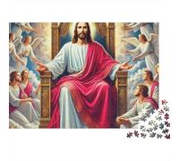 Jesus - Religion 1000 Pieces Puzzles Beautiful View Jesus Throne Angels Home Decoration Educational Game for Men And Women Challenging Jigsaw Jigsaw Puzzles for Adults 70x50cm/1000pcs
